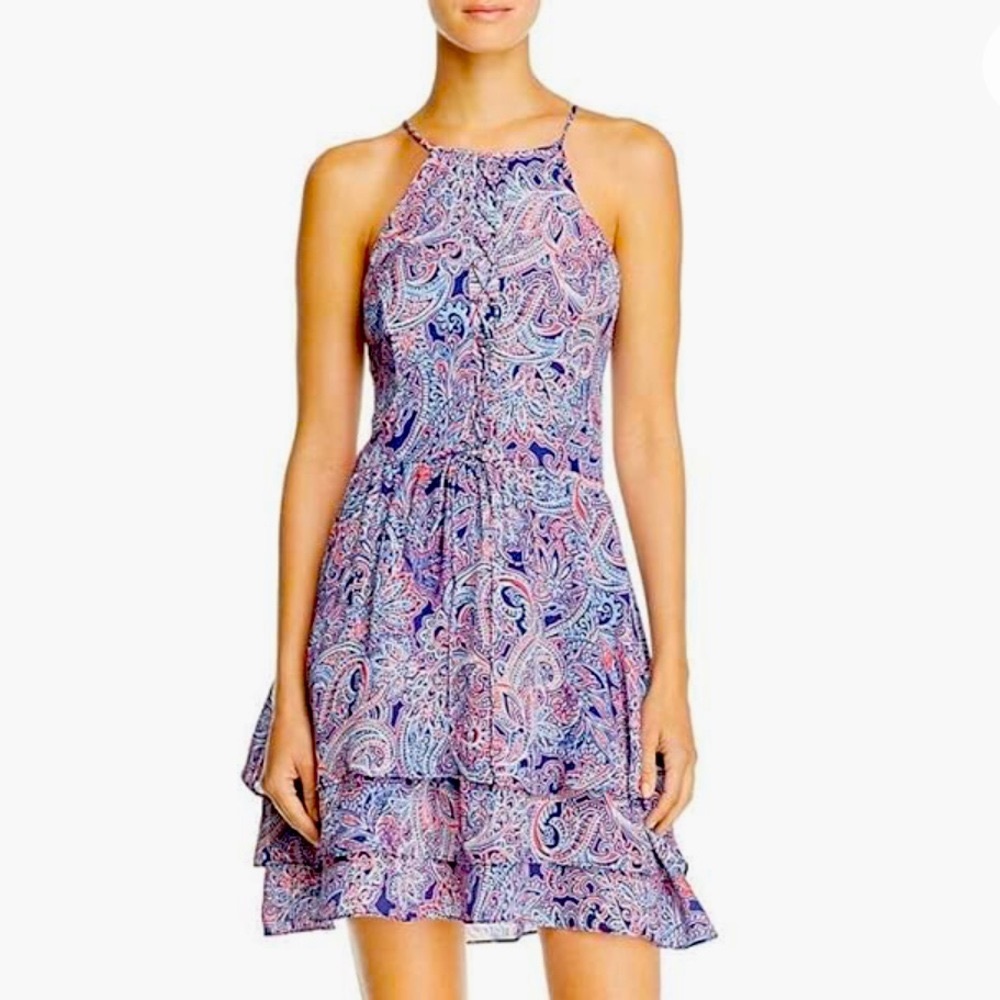 Parker Dax printed 100% silk mini dress. - Picture 1 of 8